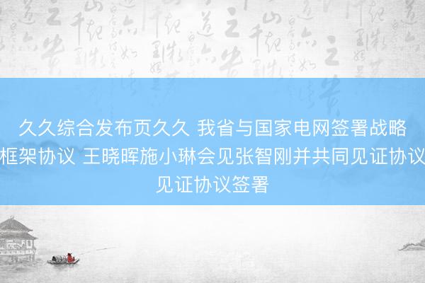 久久综合发布页久久 我省与国家电网签署战略合作框架协议 王晓晖施小琳会见张智刚并共同见证协议签署
