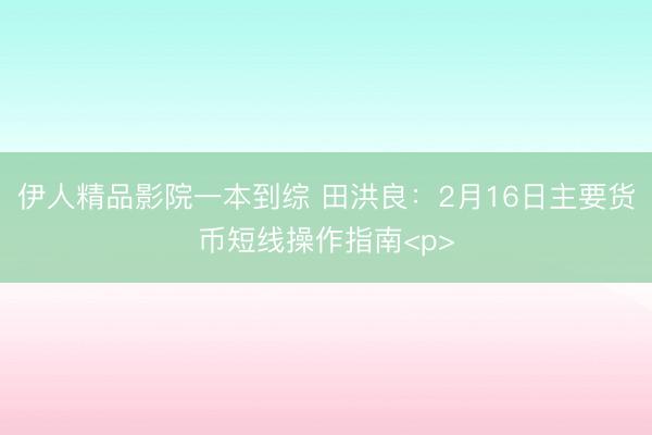 伊人精品影院一本到综 田洪良:2月16日主要货币短线操作指南<p>