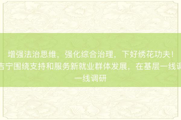 增强法治思维，强化综合治理，下好绣花功夫！陈吉宁围绕支持和服务新就业群体发展，在基层一线调研