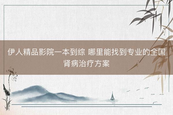 伊人精品影院一本到综 哪里能找到专业的全国肾病治疗方案