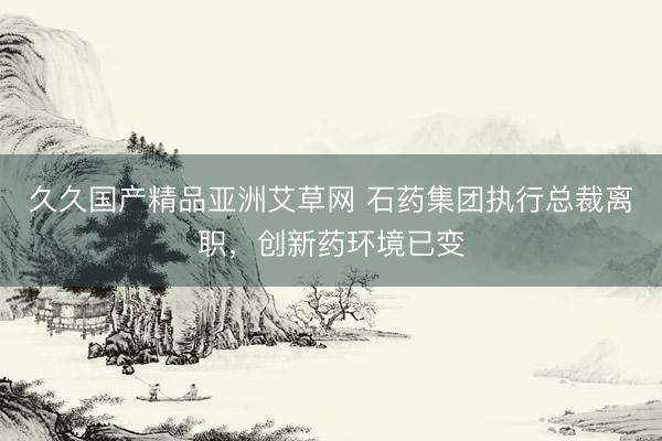 久久国产精品亚洲艾草网 石药集团执行总裁离职，创新药环境已变