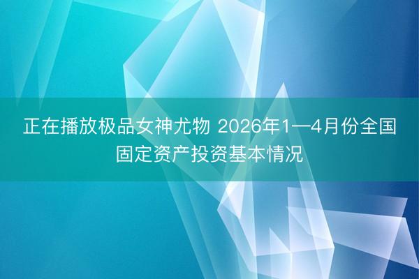 正在播放极品女神尤物 2026年1—4月份全国固定资产投资基本情况