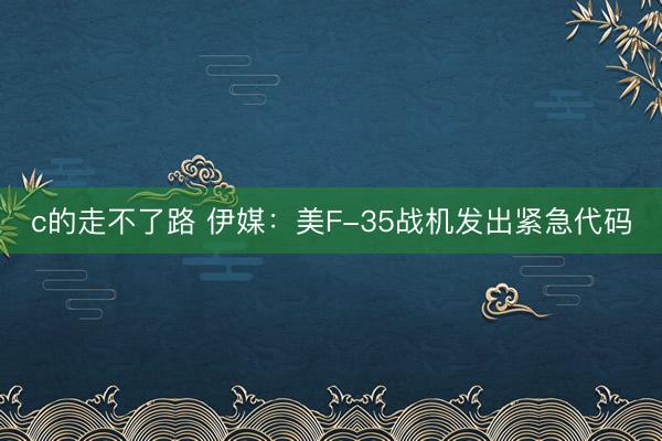 c的走不了路 伊媒：美F-35战机发出紧急代码