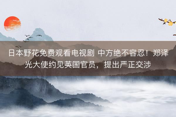 日本野花免费观看电视剧 中方绝不容忍！郑泽光大使约见英国官员，提出严正交涉