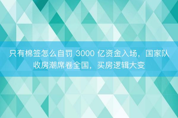 只有棉签怎么自罚 3000 亿资金入场，国家队收房潮席卷全国，买房逻辑大变