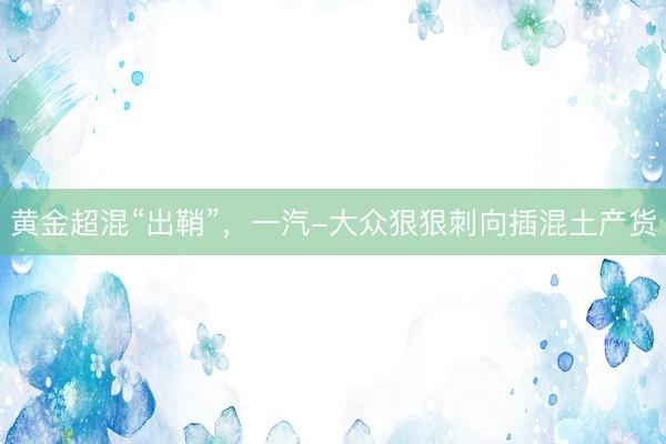 黄金超混“出鞘”，一汽-大众狠狠刺向插混土产货