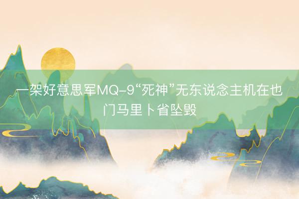 一架好意思军MQ-9“死神”无东说念主机在也门马里卜省坠毁