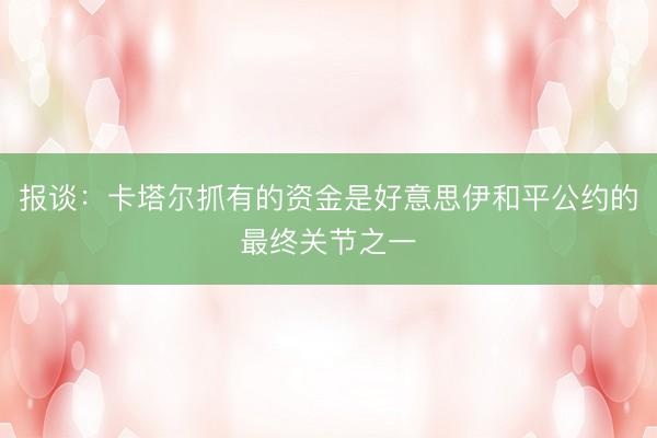 报谈：卡塔尔抓有的资金是好意思伊和平公约的最终关节之一
