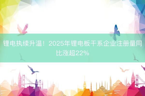 锂电执续升温！2025年锂电板干系企业注册量同比涨超22%