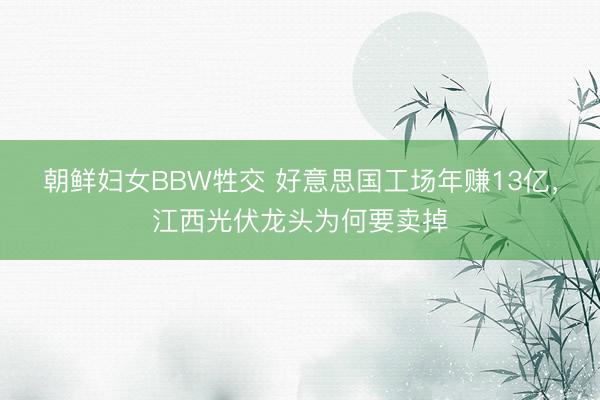 朝鲜妇女BBW牲交 好意思国工场年赚13亿，江西光伏龙头为何要卖掉