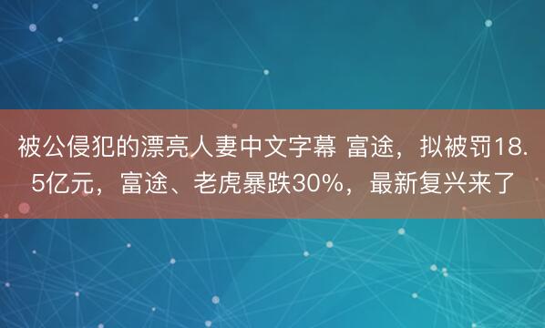 被公侵犯的漂亮人妻中文字幕 富途，拟被罚18.5亿元，富途、老虎暴跌30%，最新复兴来了