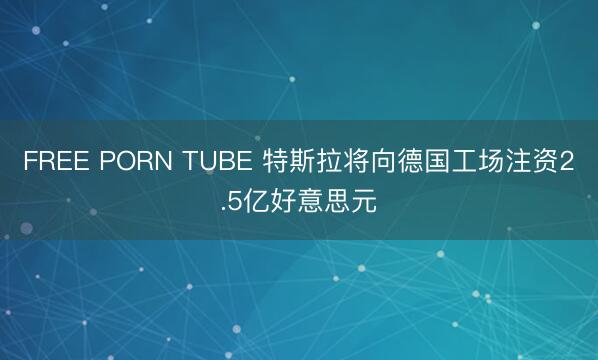 FREE PORN TUBE 特斯拉将向德国工场注资2.5亿好意思元