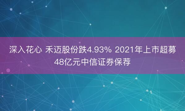 深入花心 禾迈股份跌4.93% 2021年上市超募48亿元中信证券保荐
