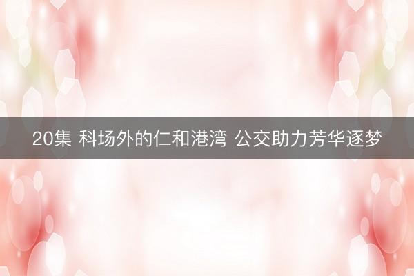 20集 科场外的仁和港湾 公交助力芳华逐梦