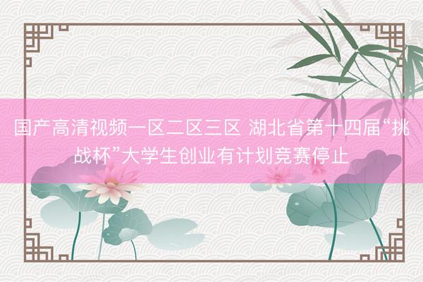 国产高清视频一区二区三区 湖北省第十四届“挑战杯”大学生创业有计划竞赛停止