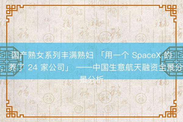 国产熟女系列丰满熟妇 「用一个 SpaceX 的钱，养了 24 家公司」 ——中国生意航天融资全景分析
