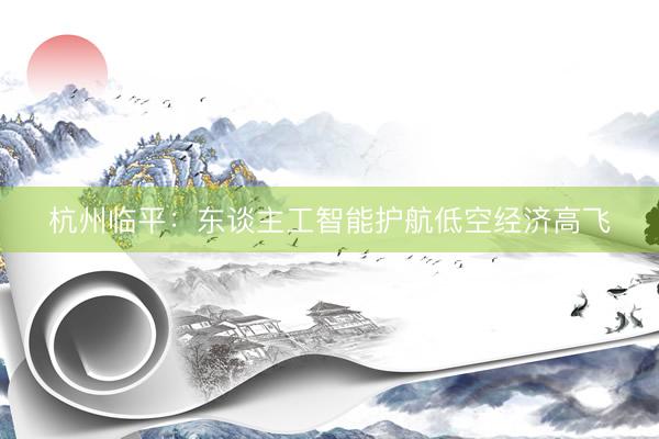 杭州临平：东谈主工智能护航低空经济高飞