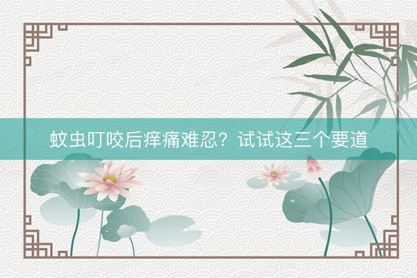 蚊虫叮咬后痒痛难忍？试试这三个要道